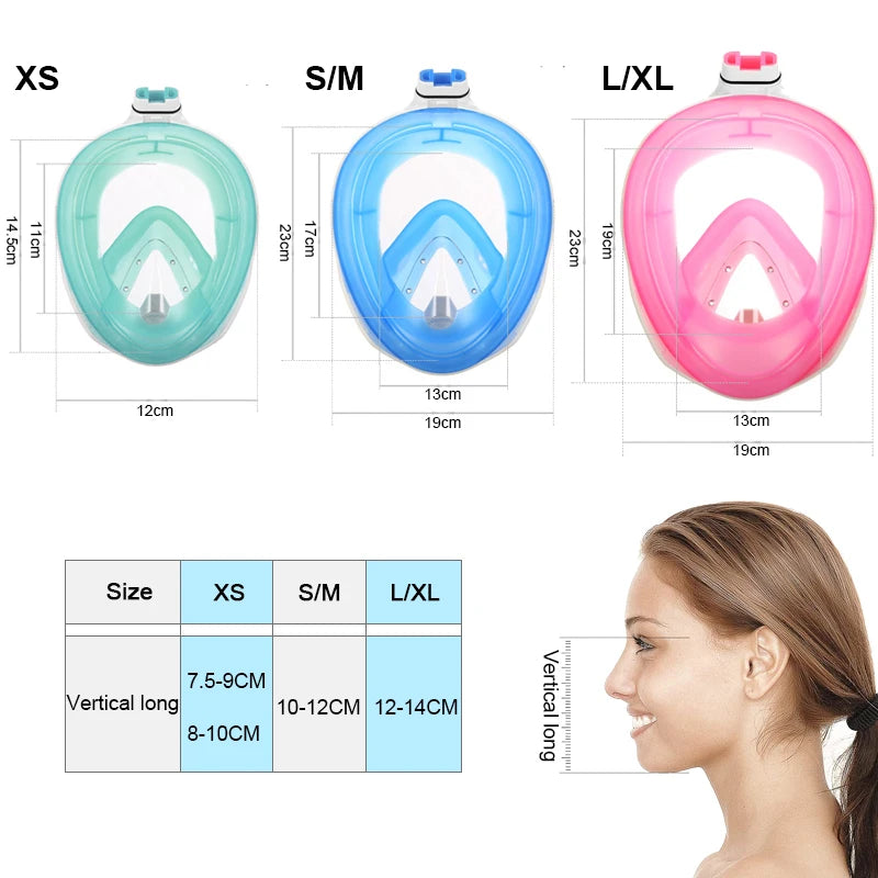 Anti-Fog Full Face Diving Mask, Snorkeling Mask, Swimming Gear