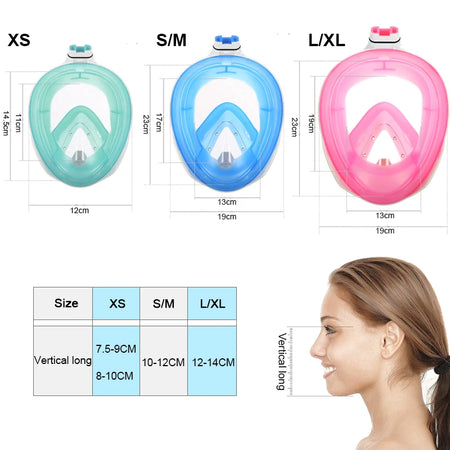 Anti-Fog Full Face Diving Mask, Snorkeling Mask, Swimming Gear