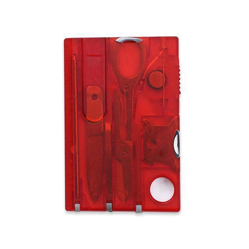 12 In 1 Portable Hiking Cards Pocket Credit Card Portable Multi Tools Outdoor Survival Camping Equipment EDC Tool Gear Red