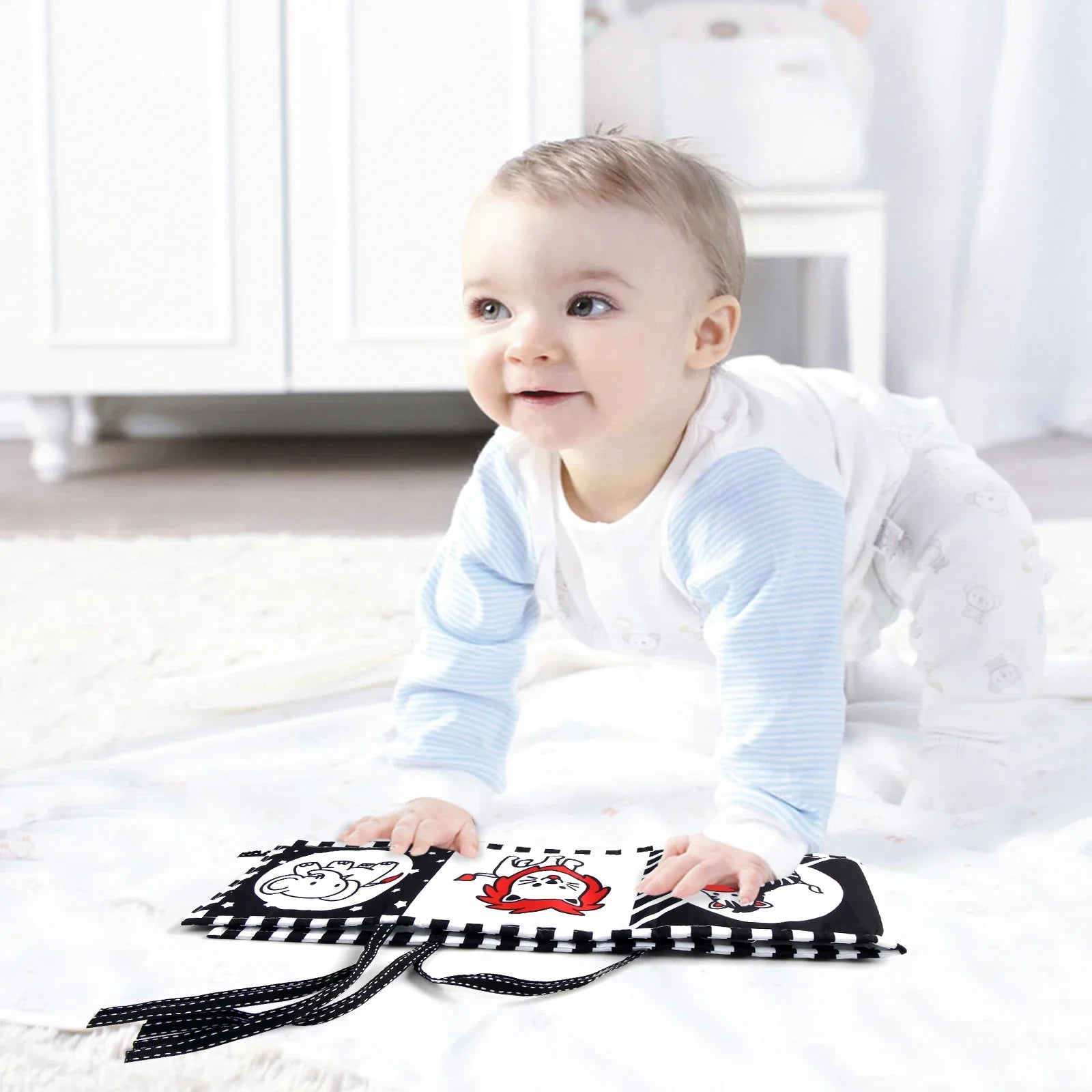 Baby Bedside Cloth Book &ndash; Develops Visual Ability for Newborns