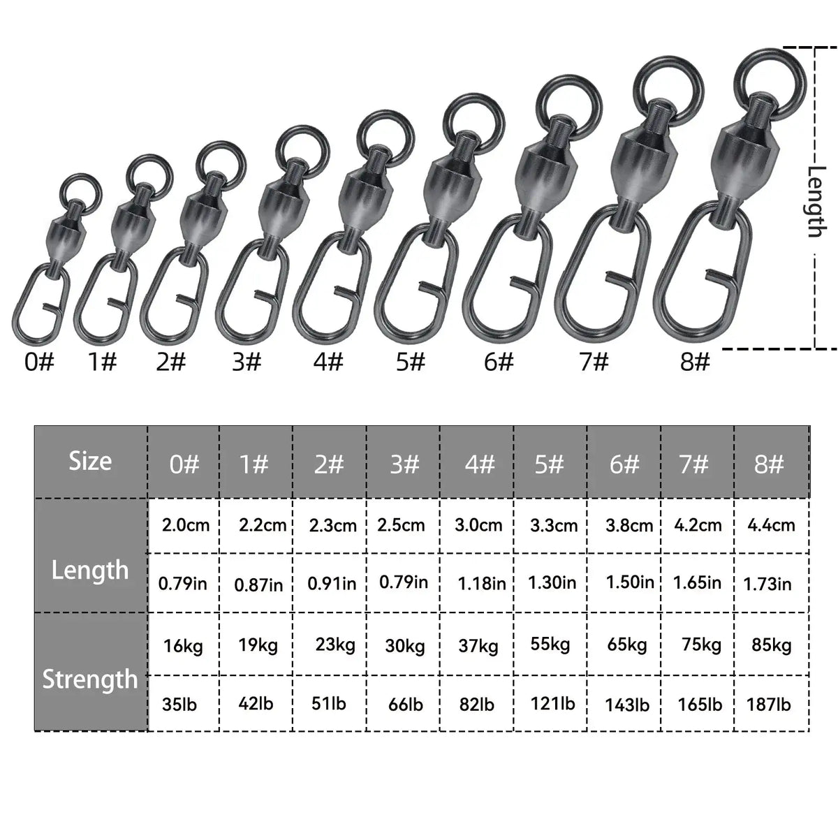 9KM Snap Swivels Ball Bearing Lure Connectors Saltwater