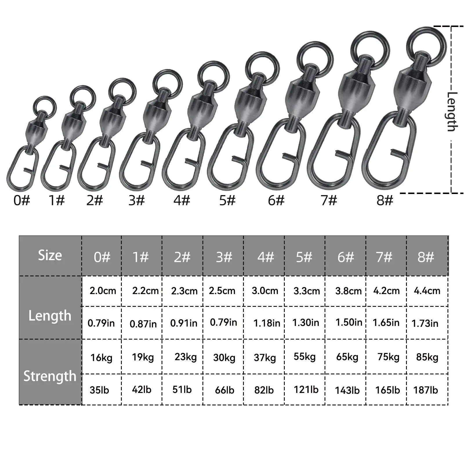 9KM Snap Swivels Ball Bearing Lure Connectors Saltwater