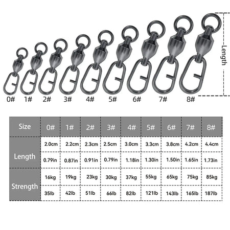 9KM Snap Swivels Ball Bearing Lure Connectors Saltwater