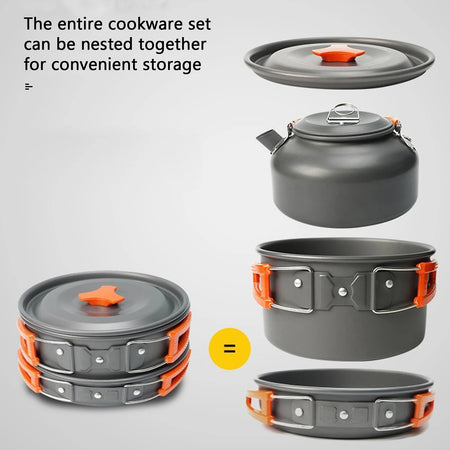 Camping Cookware Set Portable Kit &ndash; 4-Person Capacity
