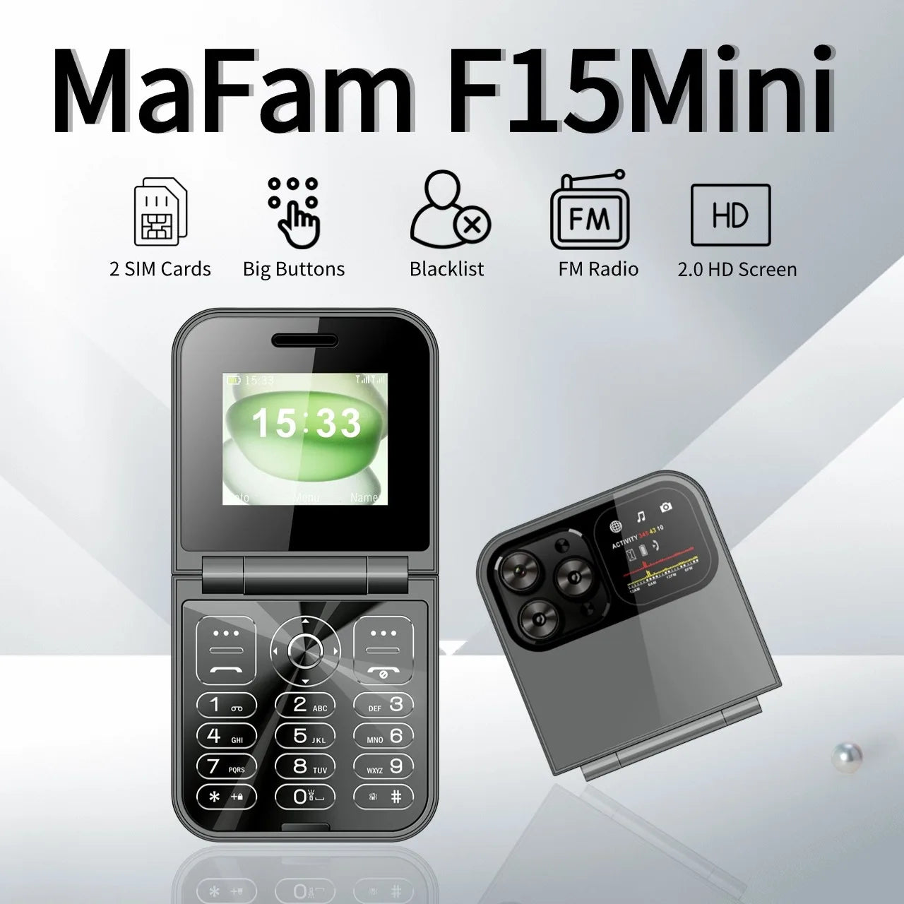 Cute Mini Flip Clamshell Phone - Dual SIM Quick Call Torch