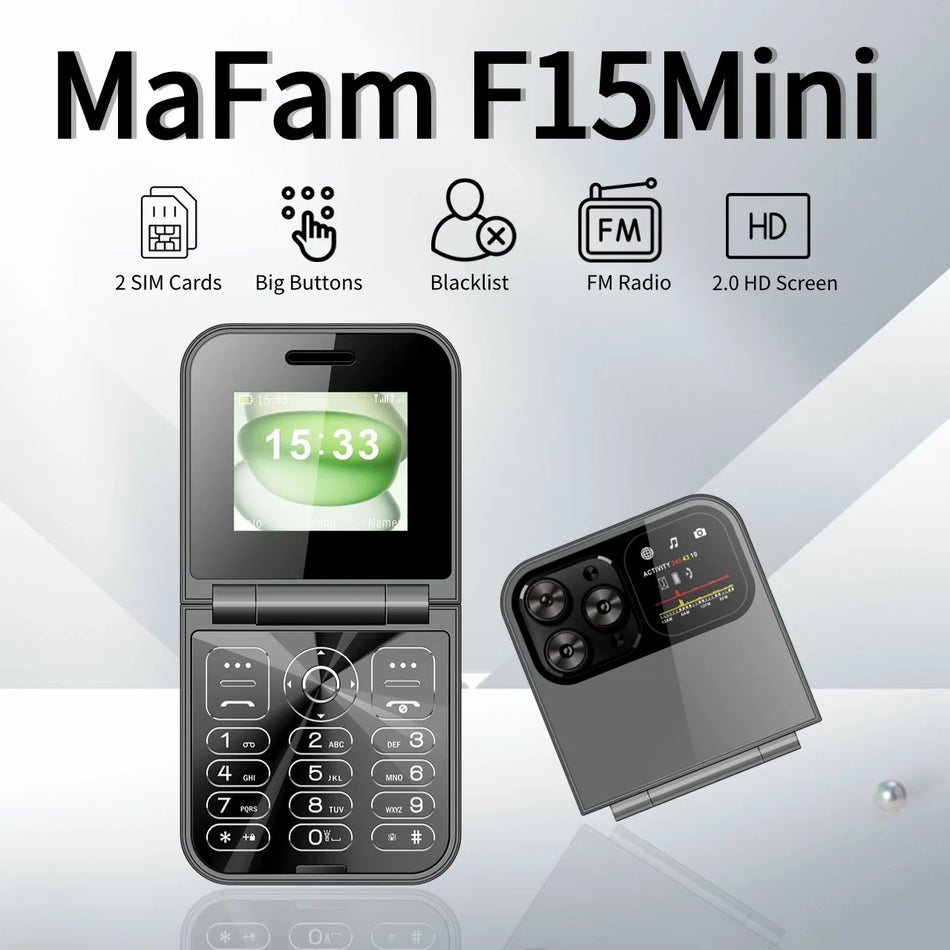 Cute Mini Flip Clamshell Phone - Dual SIM Quick Call Torch