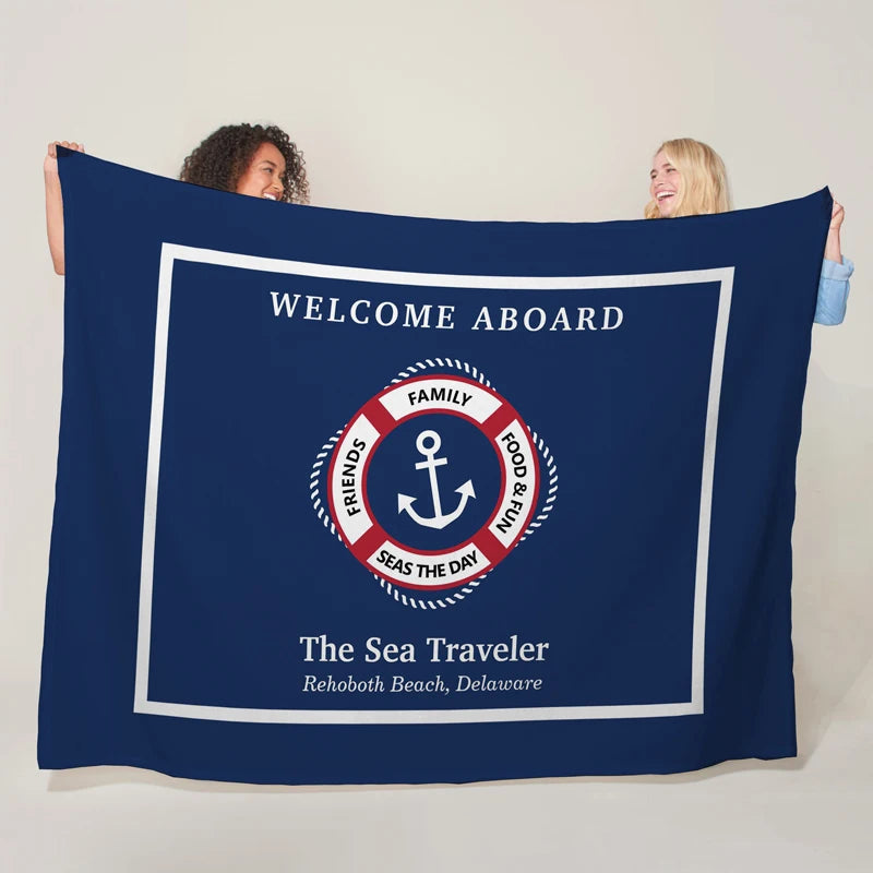 Custom Boat Name Blanket - Personalized Nautical Decor Gift LK240731000022 / 150x200cm