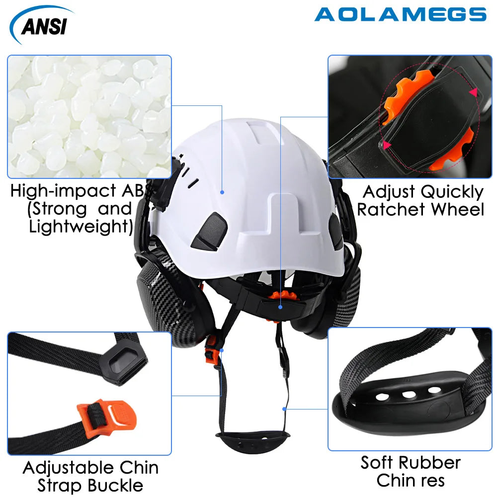 Aolamegs SF06 &ndash; CE Safety Helmet With Goggles And Earmuffs