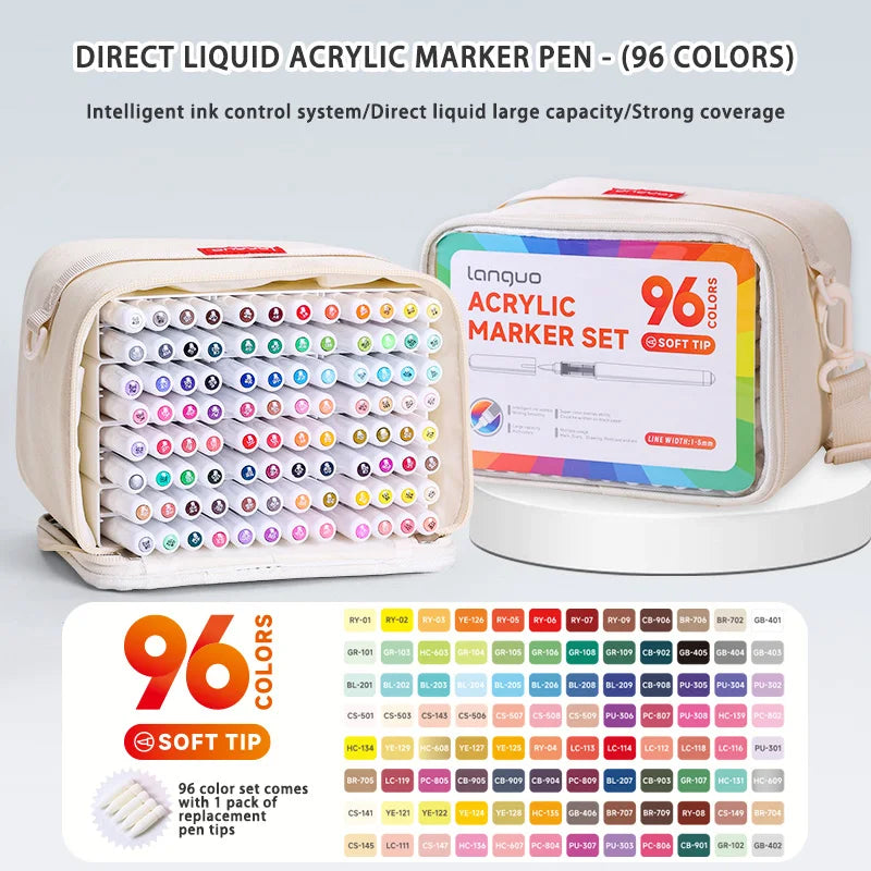 9-Piece Soft Brush Acrylic Marker Pen Set for DIY Hand Drawn Art, Student Graffiti, and Painting - M720