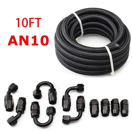 3M AN6/AN8/AN10 CPE Oil Fuel Fittings Hose End 0+45+90+180 Degree Oil Adaptor Kit AN6 Braided Oil Fuel Hose Line With Clamps by InterCyprus Trading Ltd