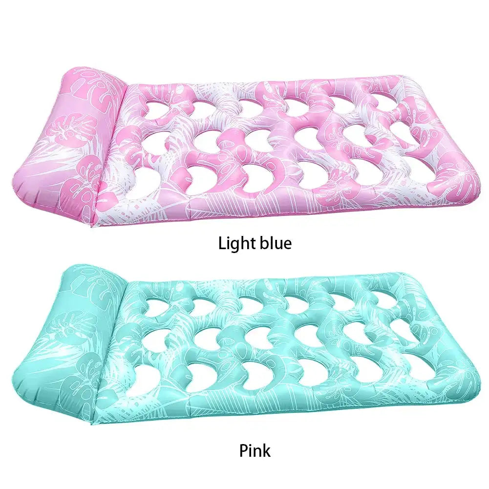 PVC Inflatable Water Air Mattress Pool Lounger With Headrest