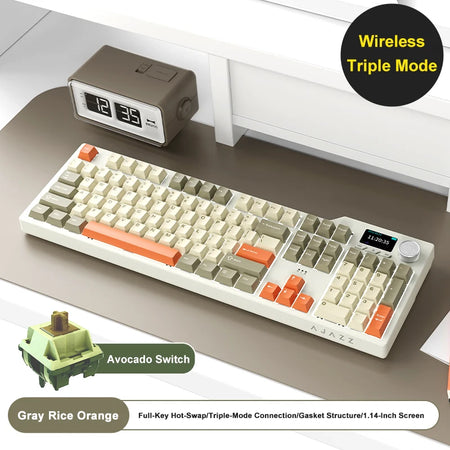 Ajazz AK35I V3 MAX Keyboard &ndash; Tri-Mode Connectivity Grey White Orange