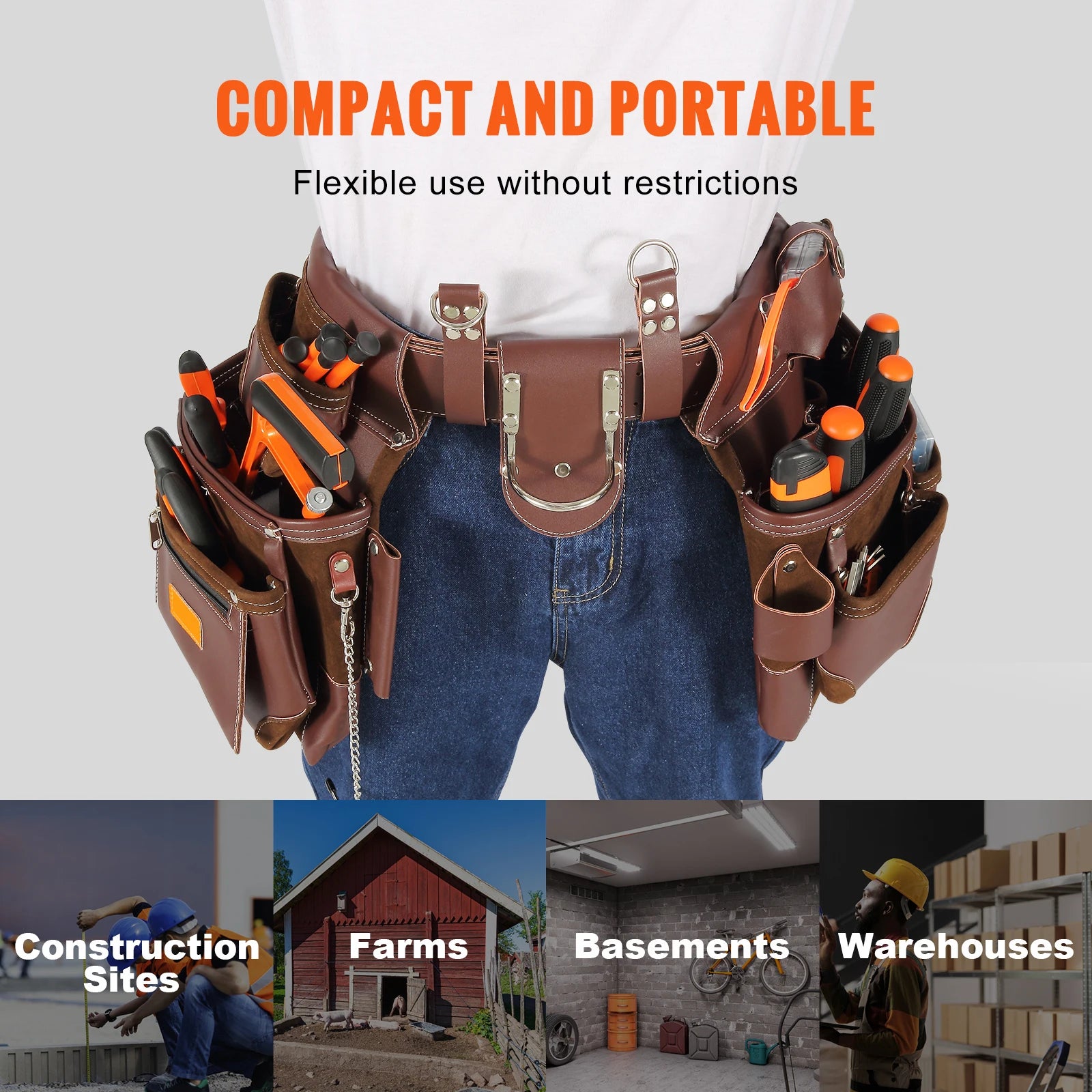 SucceBuy 22 Pockets Tool Belt Bag &ndash; Detachable PU Pouch