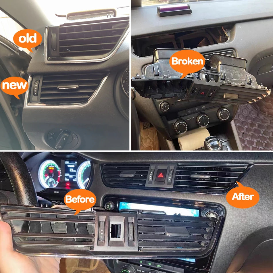 Luftventil Galler Sats för Skoda Octavia 2015-2021 Fram Central Vänster Höger Bak PC ABS