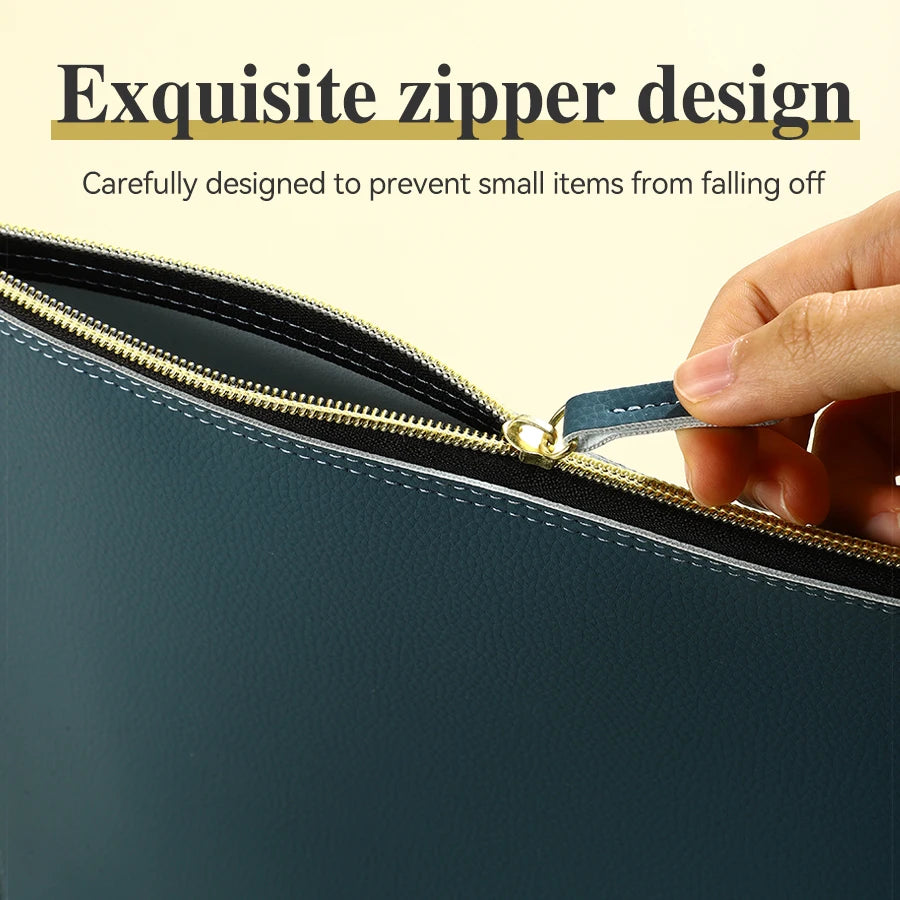 Premium Leather A4 Document Organizer &amp; Business Portfolio with Zipper
