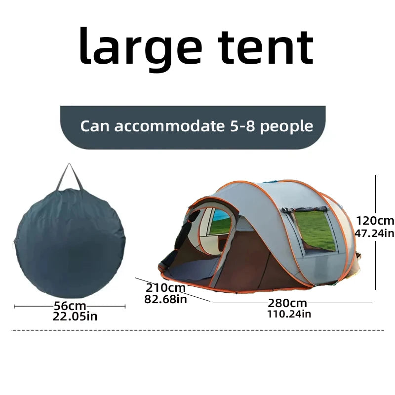 Quick Setup 5-8 Person Waterproof Camping Tent brown large size
