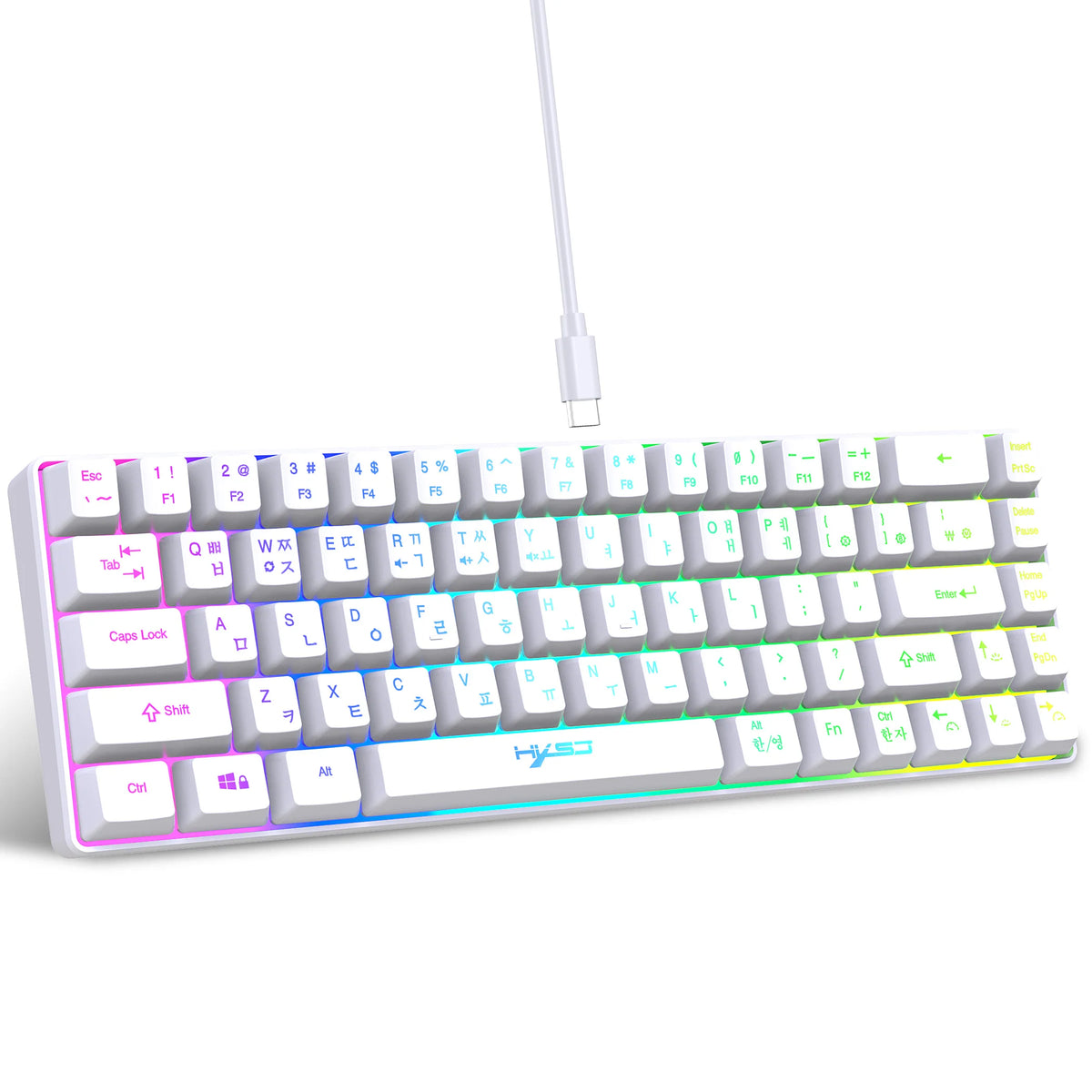 68 Keys Gaming Keyboard &ndash; LED RGB Backlight Keyboard White Korean