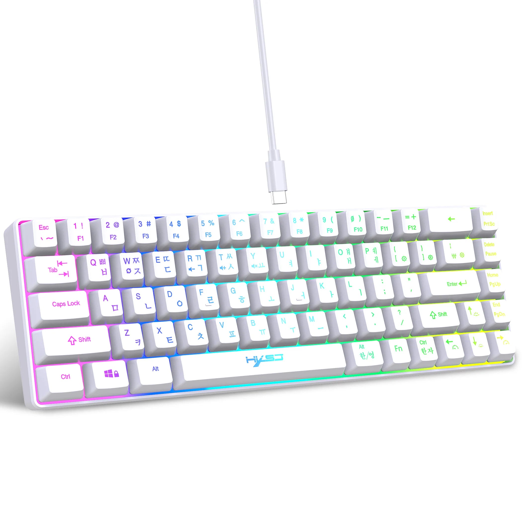 68 Keys Gaming Keyboard &ndash; LED RGB Backlight Keyboard White Korean