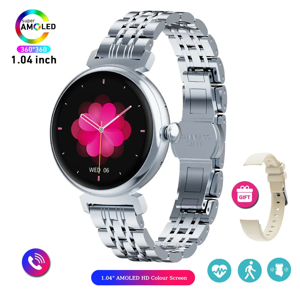 1.04 Inch AMOLED Screen Fashion Ladies Smart Watch &ndash; Always On Display silver steel