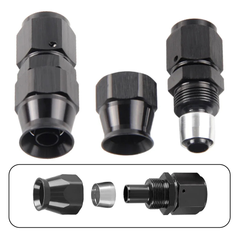 Κιτ Σύνδεσης Σωλήνα Καυσίμου PTFE AN4/6/8/10 0-180 Μοίρες Περιστρεφόμενο Μαύρο