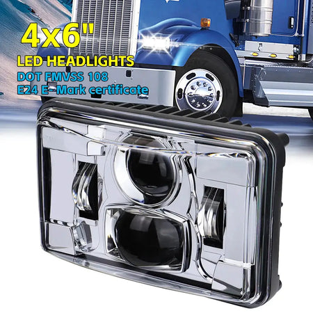 1 pcs 4X6" LED Headlight Hi/Low Beam Light for Peterbilt Kenworth Freightliner Ford H4651 H4652 H4656 H4666 H6545 by InterCyprus Trading Ltd