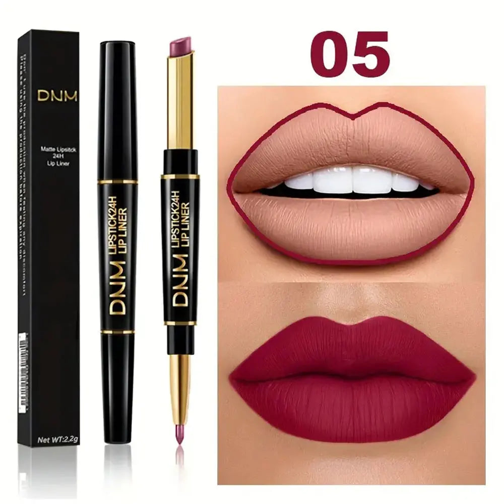 Double-ended Waterproof Lipstick &amp; Liner - High Pigment for Lasting Colour 05