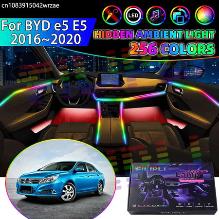 For BYD e5 E5 2016~2020 2017 2018 2019 RGB Car Interior Ambient Lights Strips Breathing Lighting Kit App Control LED strips Auto by InterCyprus Trading Ltd