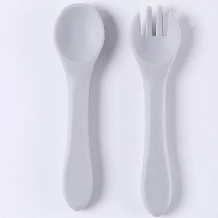 CZSAE Silicone Baby Spoon Set &ndash; Soft and Safe Feeding Solution Silver Grey