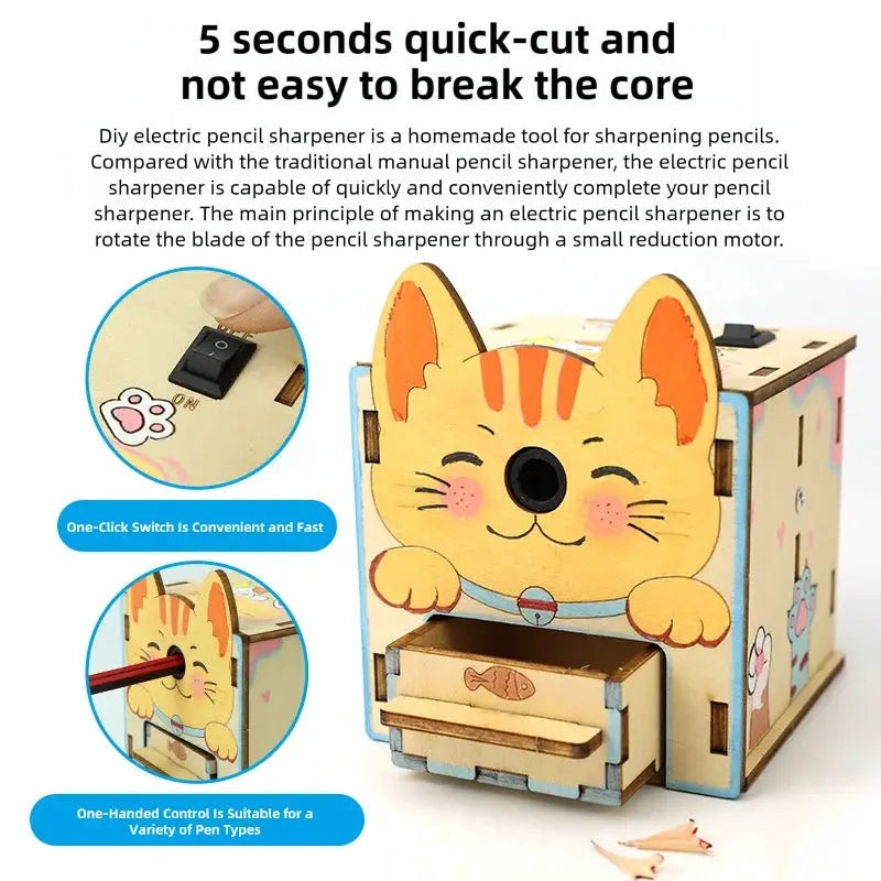 DIY Electric Pencil Sharpener Model Toys Technologia Science Experimental Tool Kit Educational Wooden Puzzle Games for Kids by InterCyprus Trading Ltd