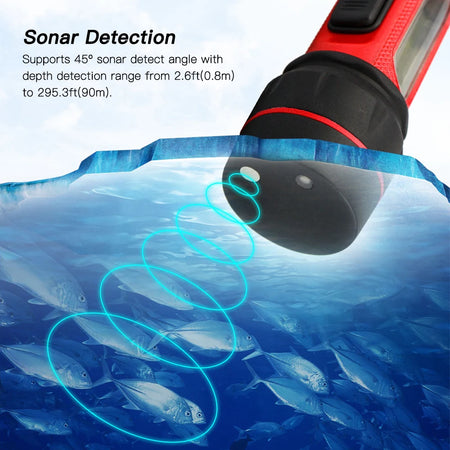 Wireless Handheld Fish Finder Sonar with LED Light, 0.8-90m Depth