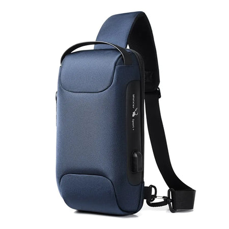Clyine Men's Anti-Theft USB Crossbody Bag - Waterproof Oxford Travel Pack blue / 16 x 9.5 x33 cm