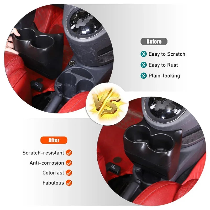 Consola central con ABS para Fiat 500, portavasos y almacenamiento para botella de agua