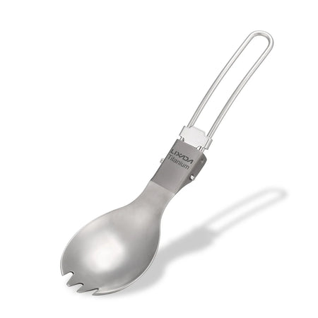 Lixada Titanium Folding Spork &ndash; Ultra Lightweight Spork 1pcs Half Polished