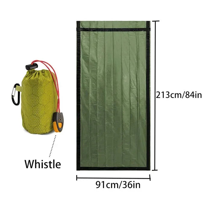 1 PC Emergency Survival Sleeping Bag - Waterproof Lightweight Portable Thermal Sack For Camping Hiking Outdoor Adventures A with Whistle