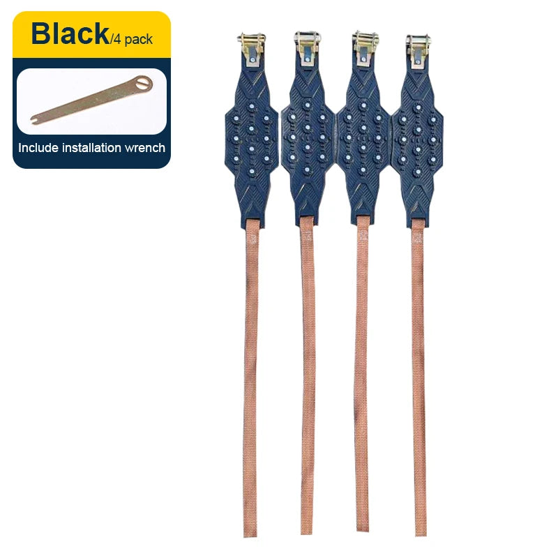 SEAMETAL Anti-Skid Car Snow Chains - Universal Fit Pro Black 4pcs