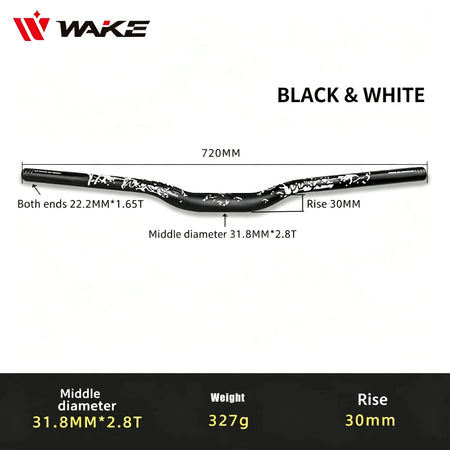 WAKE 30mm Riser Mountain Bike Handlebar 31.8mm*720/780mm Bicycle Handlebar Aluminum Alloy Bicycle Riser Bar Cycling Handle Bar by InterCyprus Trading Ltd