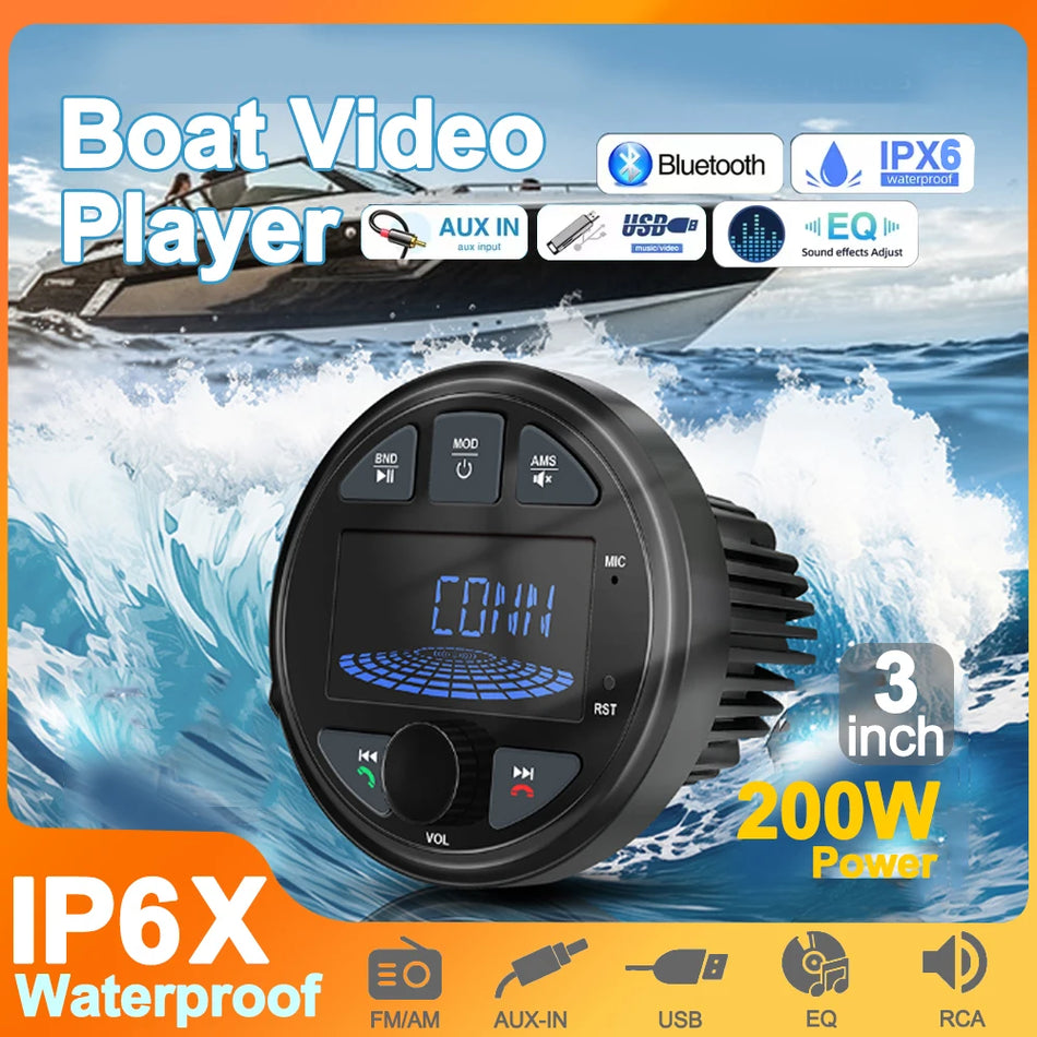 Maritieme Boot Radio Stereo Met IP6X Waterdichte Bluetooth AM FM MP3 MP4 RDS