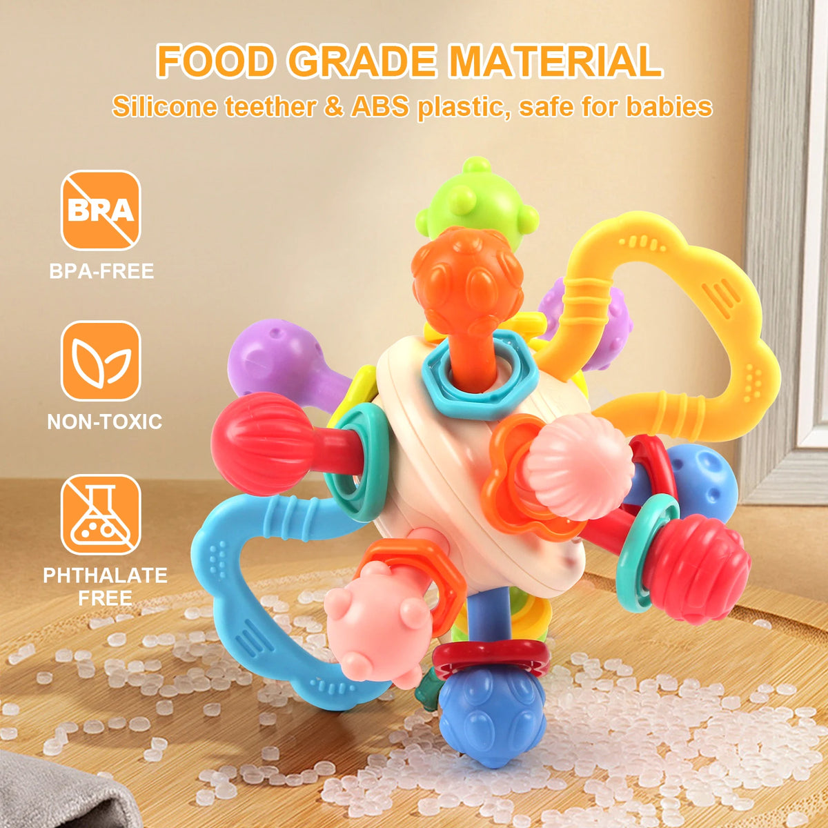 Baby Rattle Toy Hand Grab Ball &ndash; Soft Silicone for Infants