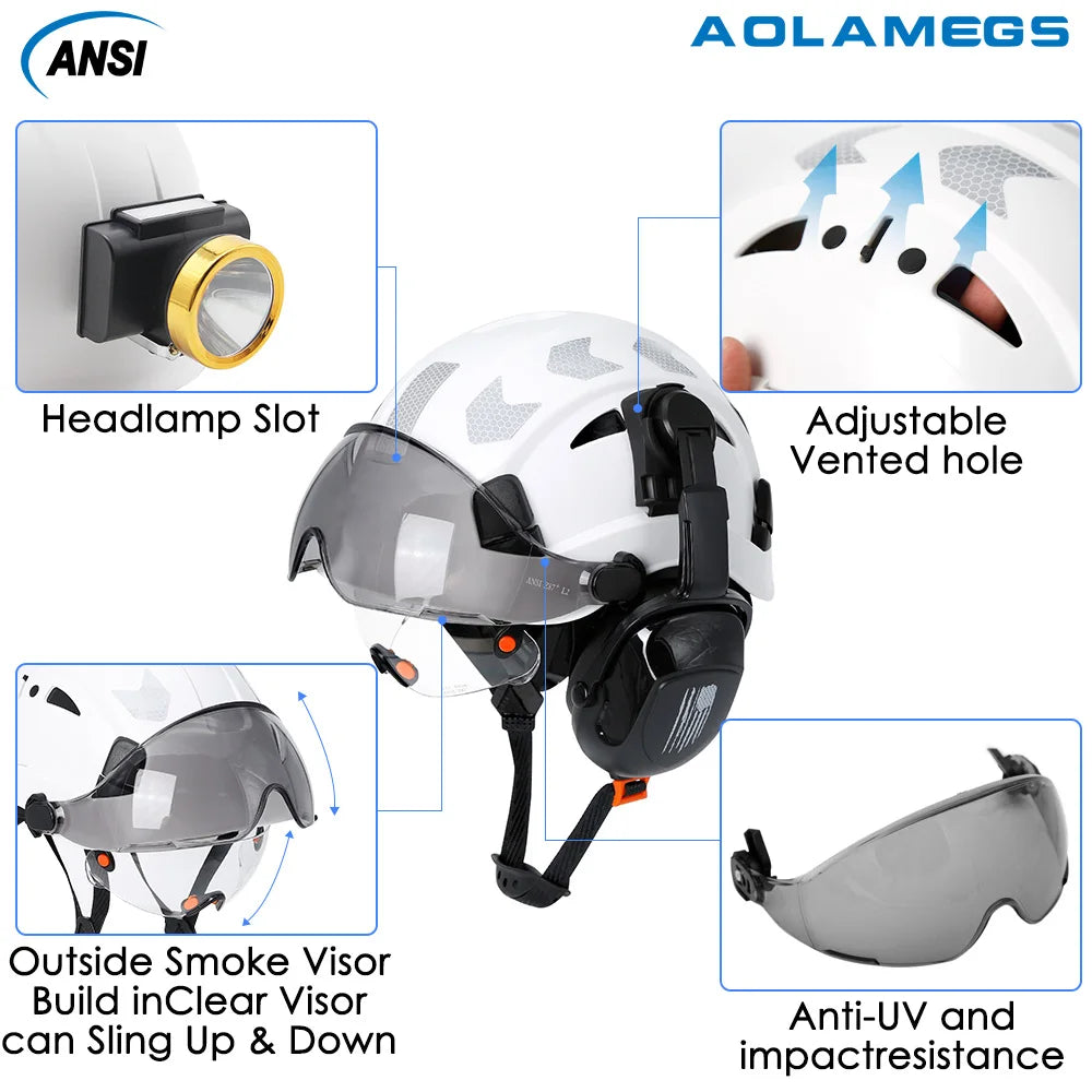 CE Construction Safety Helmet 4AQM0226 &ndash; Integrated Visor