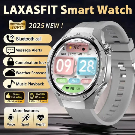 LAXASFIT 2025 Smart Watch Men Women NFC Heart Rate Tracker Gray