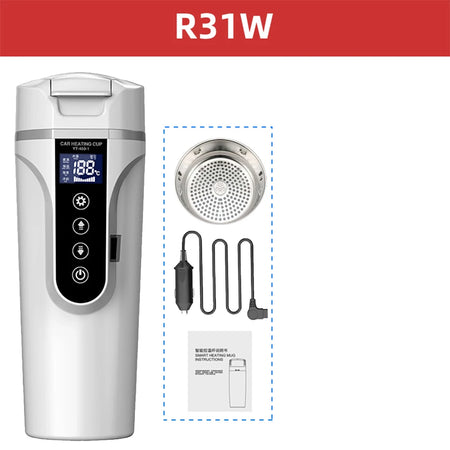 R31 450ml Car Heating Cup - Smart Temp Adjustable Control White-R31W