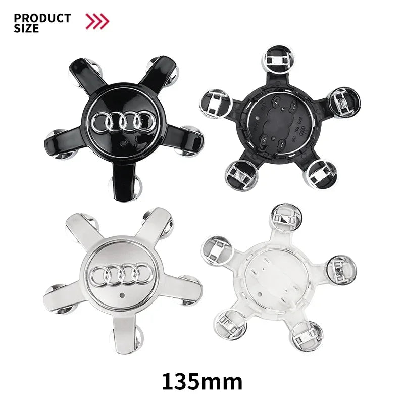4PCS 135mm Audi Wheel Center Hub Caps Badges 8R0601165 4F0601165N for A1 A3 A4 A5 A6 A7 Q3 Q5 Q7 TT B5 B6 B7 8P 8V
