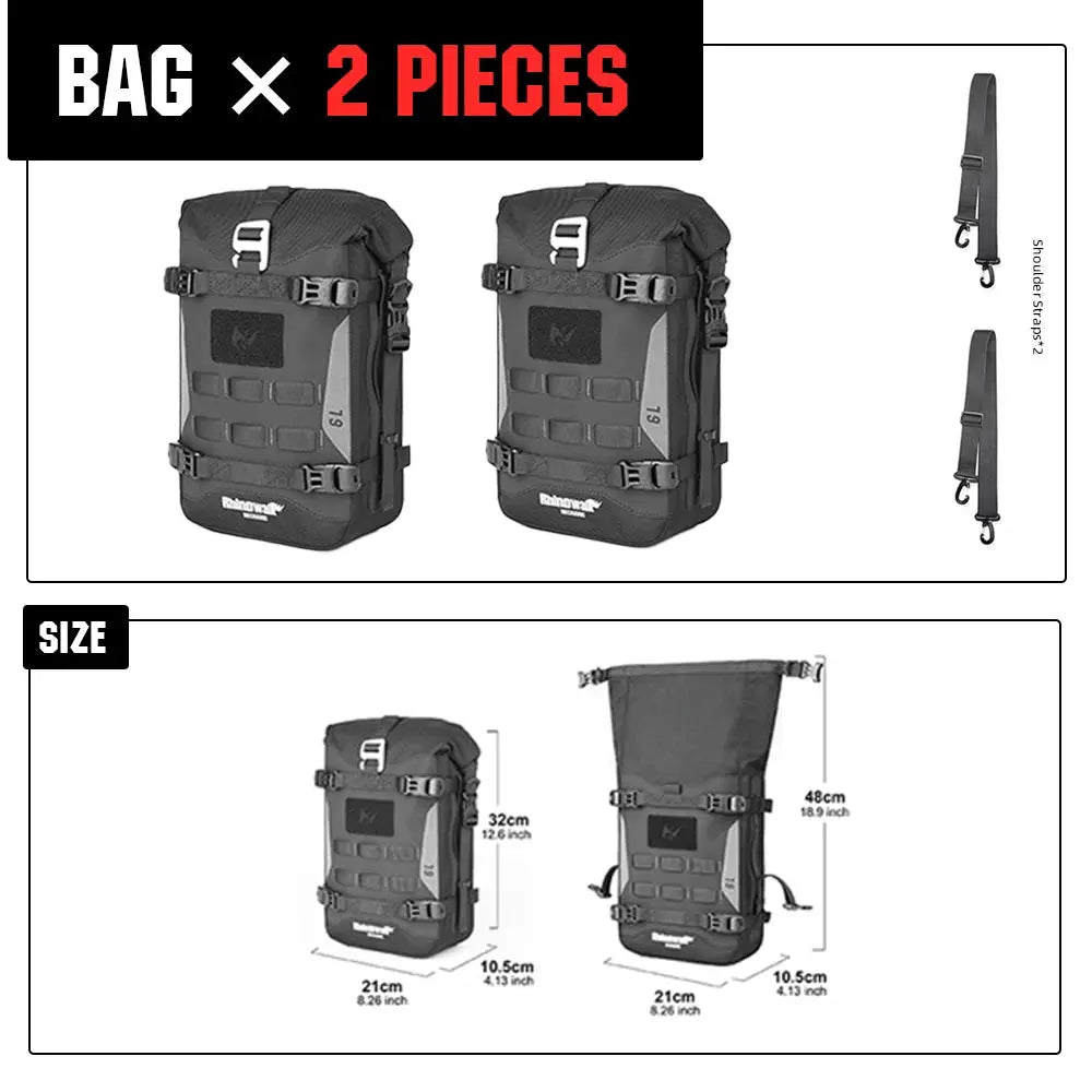 Rhinowalk Motorcycle Bumper Edge Bag 6L Waterproof Motor Crash Bar Bag With Support Board Back Panner Side Bag Molle System by InterCyprus Trading Ltd