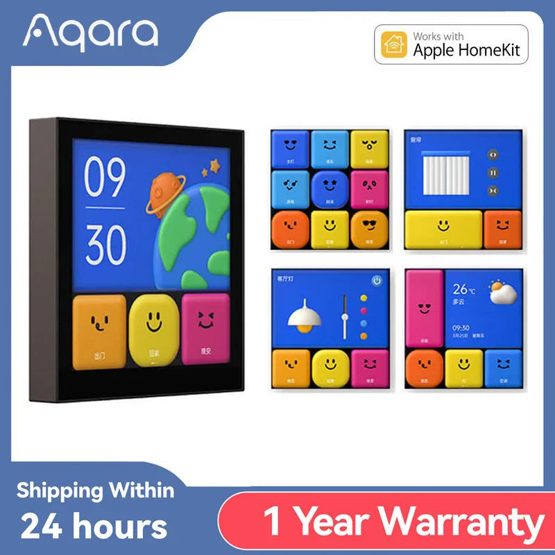 Interruptor Mágico Inteligente Aqara S1E Painel Touch WiFi com Display LED de 4 polegadas Suporte HomeKit