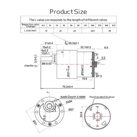 JGB37-520 High Torque Metal Gear Reducer Motor | Adjustable Speed &amp; Direction