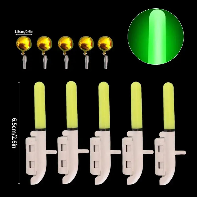5Pcs Electronic Fishing Light Bite Alarm Rod Bell USB Charge 5pcs  Green