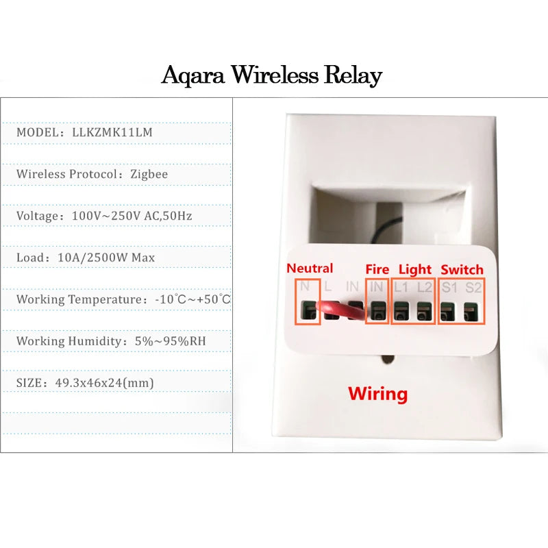 Διπλός Ελεγκτής Ρελέ Zigbee Aqara για Χρονοδιακόπτη Έξυπνου Σπιτιού