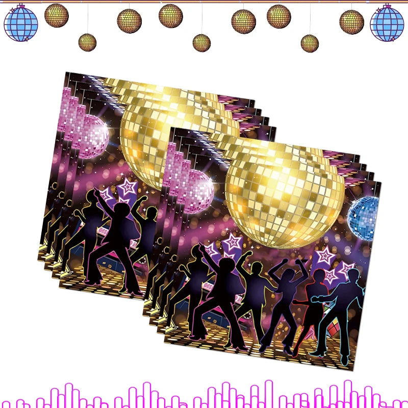 Neon Disco Party Decorations Set - TAKARA TOMY napkins-20pcs / CHINA