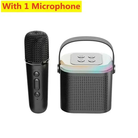 Y1 Bluetooth 5.3 Karaoke Machine &ndash; Dual Microphones Black with 1 Mic