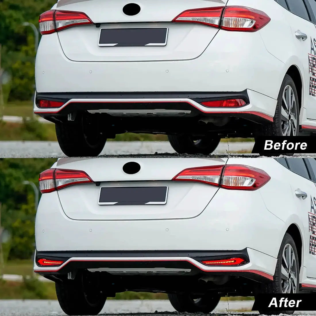 3 Function Rear Bumper Reflector Light for Toyota Yaris 2017 2018 2019 Vios Brake Warning Dynamic Turn Signal Lamps Car Fog by InterCyprus Trading Ltd
